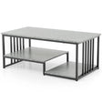 Faux Marble Coffee Table with Open Storage Shelf-Gray