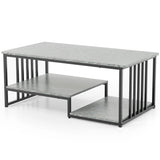 Faux Marble Coffee Table with Open Storage Shelf-Gray