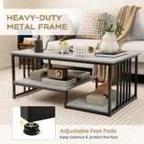 Faux Marble Coffee Table with Open Storage Shelf-Gray