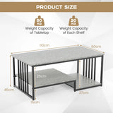 Faux Marble Coffee Table with Open Storage Shelf-Gray