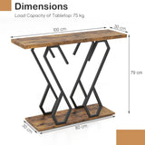 Faux Marble Console Table with Adjustable Foot Pads-Rustic Brown