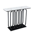 100 CM Faux Marble Entryway Table with Adjustable Foot Pads-Black