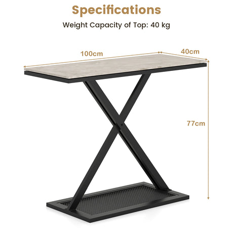 Faux Marble Top Metal Frame Entryway Console Table