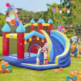 Outsunny Kids Bouncy Castle, with Slide, Pool, Trampoline, Climbing Wall, Blower