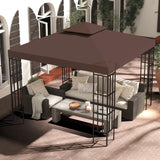 Outsunny 3x3 m Double-Tier Canopy Top Replacement-Coffee