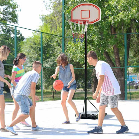 HOMCOM Portable Basketball Stand 175-215cm Adjustable Height Sturdy Rim Hoop w/ Large Wheels Stable Base Net Free Standing