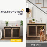 PawHut Dog Crate Furniture with Sliding Door for Large Dogs, 98 x 60 x 78cm, Walnut Brown