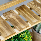 Outsunny Wooden Folding Flower Pot Stand 3 Tier Garden Planter Display Ladder Gardener Storage Shelves Rack Herb Holder (100L x 37W x 93H cm)