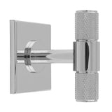 KNURLED T-BAR KNOB ON SQUARE BACKPLATE - POLISHED CHROME - SET