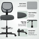 Vinsetto Ergonomic Mesh Standing Desk Chair with Adjustable Footrest Ring and Seat Height Charcoal Grey