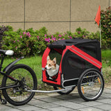 Pawhut Bicycle Pet Trailer in Steel Frame-Red/Black