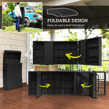 Outsunny Outdoor PE Rattan Sun Lounger, Folding Wicker Garden Lounger Recliner with 4-Level Adjustable Backrest, Rolling Sunbed Lounge Chair with Wheels, Non-Slip Legs for Balcony, Beach, Black