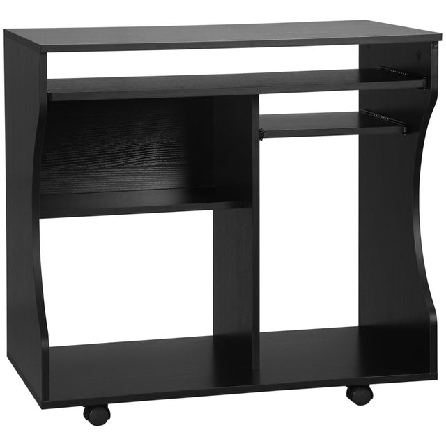 HOMCOM Multi-Storage Compact Work Desk, with Wheels - Black