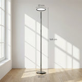 HOMCOM Uplighter Floor Lamp with Tuya App and Music Sync, Standing Lamp with Adjustable Head for Living Room Bedroom, Black