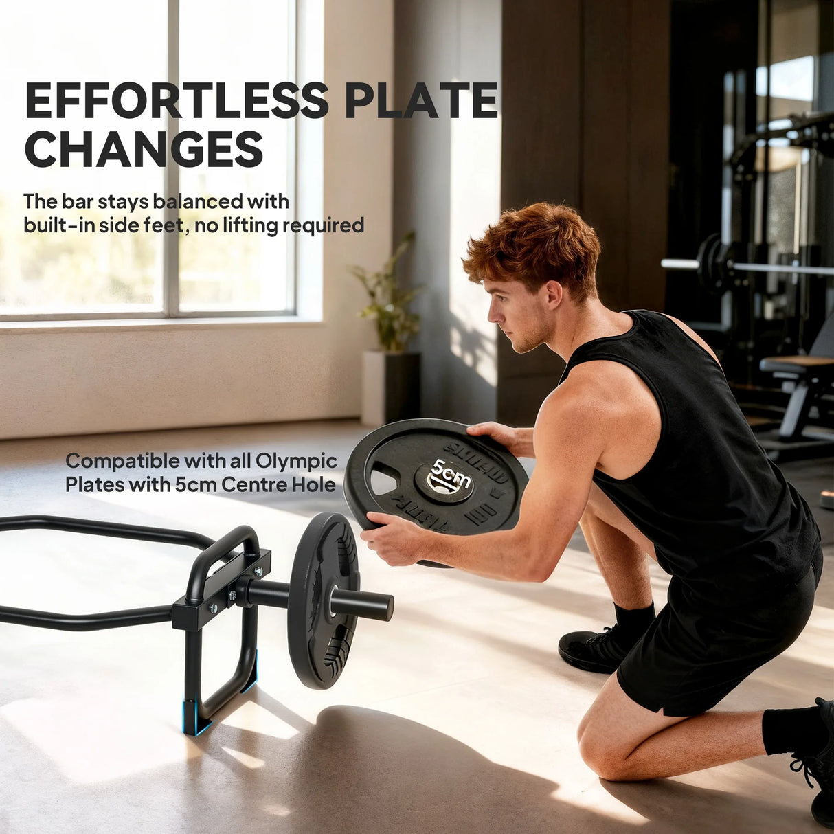 SPORTNOW Olympic Trap Bar, 2" Hex Barbell Bar with 300kg Capacity for Deadlifts, Shrugs, Squats and Farmer Walks