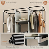HOMCOM Fabric Wardrobe for Bedroom, Portable Wardrobe with 5 Shelves, 2 Hanging Rails and 3 Fabric Drawers, Foldable Closet, 125 x 43 x 162.5cm, Light Grey