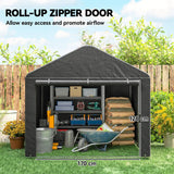 Outsunny 6.6 x 7.8ft Outdoor Garden Storage Shed, Waterproof Bike Tent with Roll-up Zipper Door, Galvanised Metal Frame, Portable Shed Shelter Carport for Motorcycle Garden Tools, Dark Grey