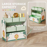 AIYAPLAY Kids Toy Storage Units, 3-Tier Toy Organiser Shelf with 6 Removable Boxes for Kids, Bedroom, Playroom, Green
