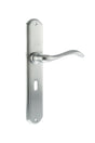 LIMITED EDITION Forme Valence Solid Brass Key Lever Door Handle on Backplate - Satin Chrome - Set