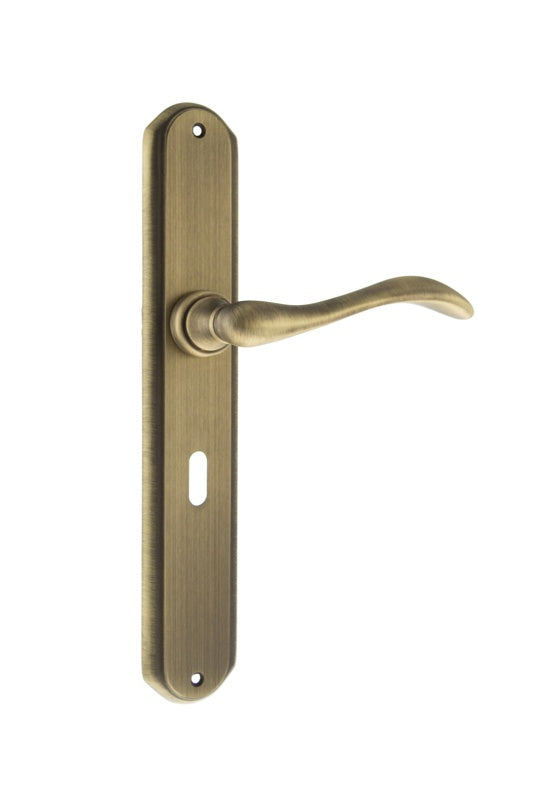 LIMITED EDITION Forme Valence Solid Brass Key Lever Door Handle on Backplate - Yester Bronze - Set