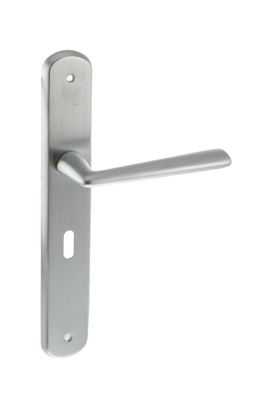 LIMITED EDITION Forme Brigette Solid Brass Key Lever Door Handle on Backplate - Satin Chrome - Set