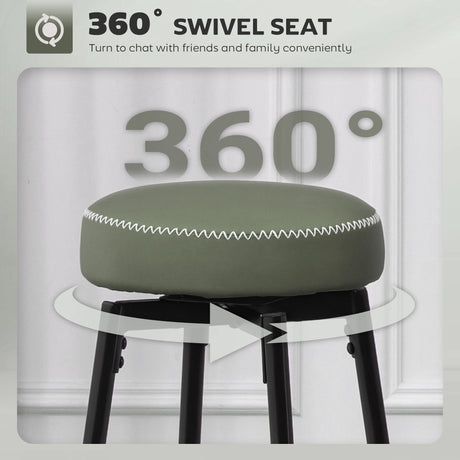 HOMCOM Set of Two Faux Leather Bar Stools - Green/Black