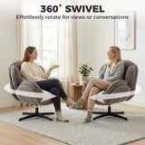 HOMCOM Modern Wingback Accent Chair, Velvet Armchair with Four-Star Base, S-Springs, Swivel, Grey