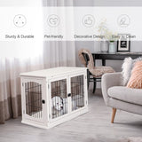 PawHut Dog Crate, Furniture Style Puppy Cage End Table, Pet Kennel House with 3 Doors for Small Dog, White 81 x 58.5 x 66 cm