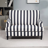 HOMCOM Modern Cuddle Chair, Velvet Single Sofa Armchair with Stripe, Turned Legs and Wide Seat, Upholstered Snuggle Chair for Living Room, Bedroom, Black and White