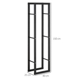 HOMCOM Metal Firewood Log Holder Tall Firewood Rack Indoor Outdoor Fireplace Wood Storage Shelf with Side Rails, Rust-Resistant, Black, 40W x 25D x 150H cm