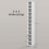 HOMCOM 204 CD Tall Narrow Media Storage Tower - White