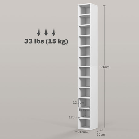 HOMCOM 204 CD Tall Narrow Media Storage Tower - White