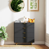 HOMCOM Elegant Four-Drawer Bedside Table - Black