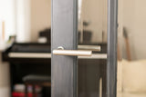 Forme Elle Lever Door Handle on Concealed Round Rose - Satin Chrome - Set