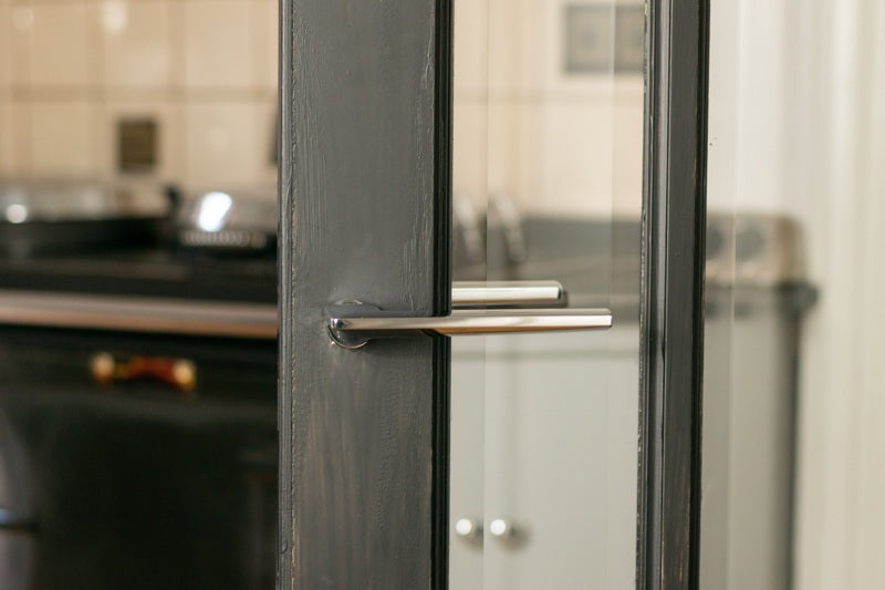 Forme Boston Lever Door Handle on Concealed Round Rose - Matt Black - Pair