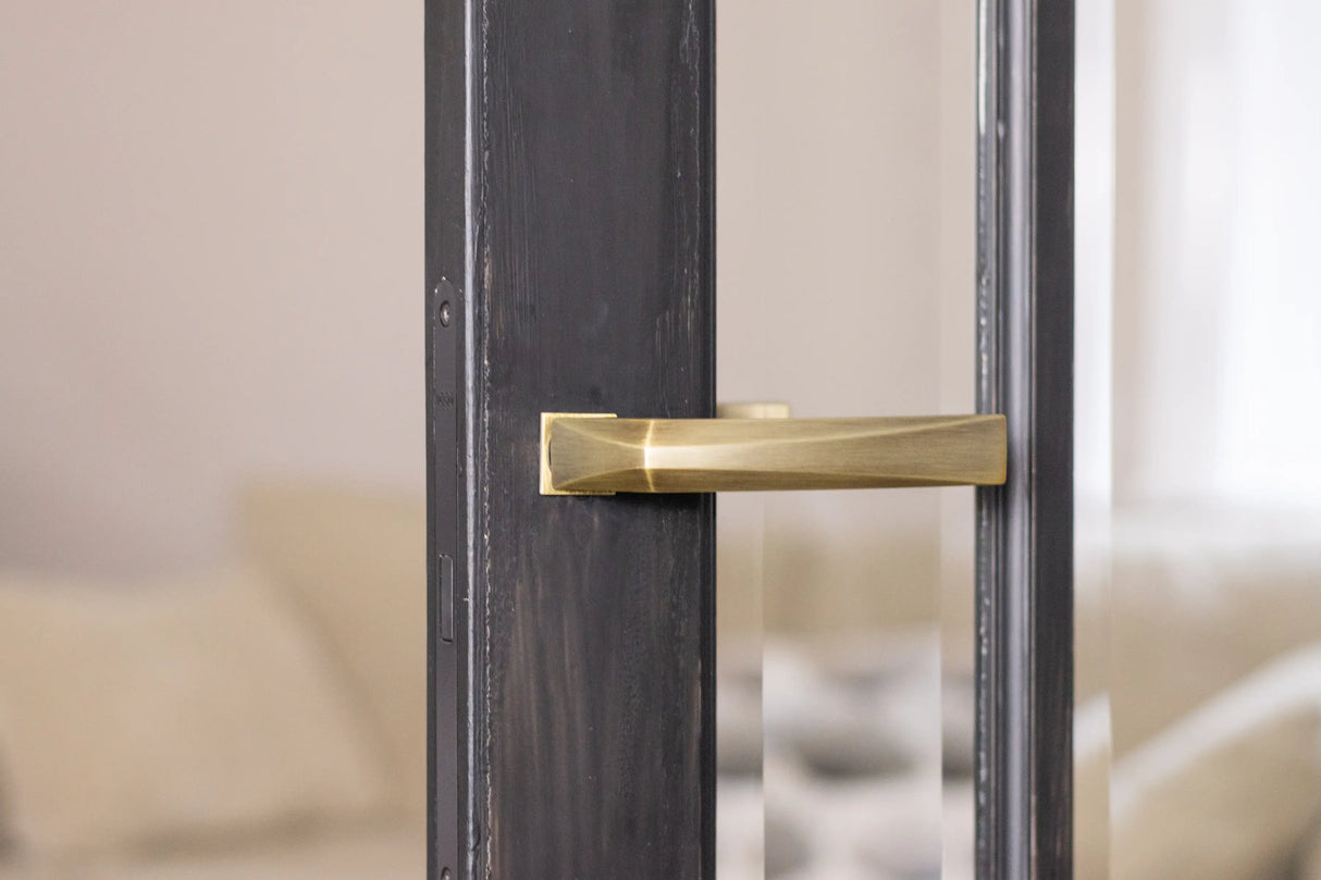 Forme Crystal Lever Door Handle on Concealed Square Rose - Yester Bronze - Set