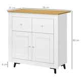 HOMCOM Sideboard Storage Cabinet, Modern Kitchen Cupboard with Double Doors and Drawers for Dining Room, Living Room and Entryway, White