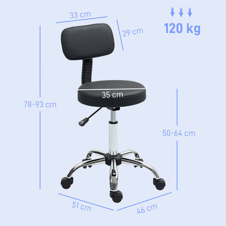 HOMCOM 360 Swivel Seat Salon Stool - Black