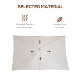 Outsunny 2 x 3m Wooden Garden Parasol Umbrella Outdoor Sun Shade Canopy, Cream White