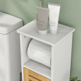 HOMCOM Bathroom Cabinet with Toilet Paper Holder - White