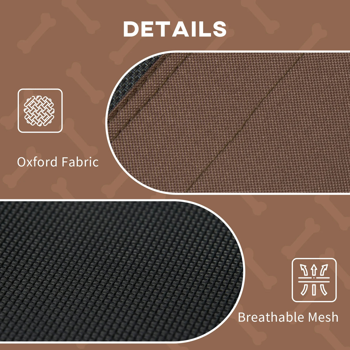 PawHut Raised Dog Bed Waterproof Elevated Pet Cot with Breathable Mesh UV Protection Canopy Brown, for XL Dogs, 122 x 92 x 108cm