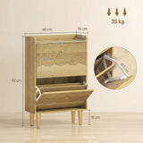 HOMCOM Narrow Shoe Cabinet, Modern Shoe Storage Cabinet with 2 Flip Drawers, Oak