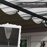 Outsunny Aluminium Pergola with Retractable Roof, 3x4m Garden Shelter for Patio Deck in, Dark Grey