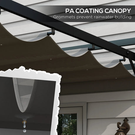 Outsunny Aluminium Pergola with Retractable Roof, 3x4m Garden Shelter for Patio Deck in, Dark Grey