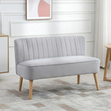 HOMCOM Modern Velvet Double Seat Sofa w/ Wood Frame Foam Padding High Back Soft Comfortable Compact Couch Light Grey