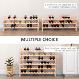 HOMCOM Three-Tier, 36 Bottle Wooden Wine Rack - Natural