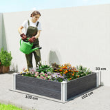 Outsunny Vinyl Raised Garden Bed Kit, 3 x 3 x 1ft Modular Elevated Garden Box with Slotting Legs and Open Bottom, Dark Grey