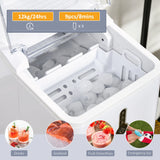 HOMCOM Ice Maker Machine, 1.5L Countertop Ice Cube Maker with Self-Cleaning, 9 Cubes Ready in 8 Mins, 12kg in 24 Hrs, No Plumbing with Basket, White