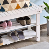 HOMCOM Shoe Bench, 3-Tier Wooden Shoe Rack with Hidden Storage Compartment, Slatted Shelves, Home Storage Unit, Hallway Furniture, White, 90L x 29W x45H cm