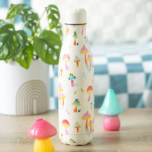 Funky Fungi Mushroom Print Metal Water Bottle